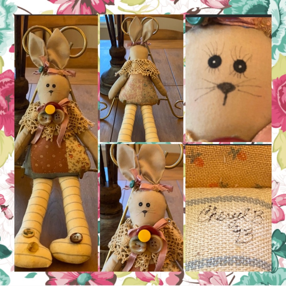 Vintage handmade rag doll - (signed by artist)